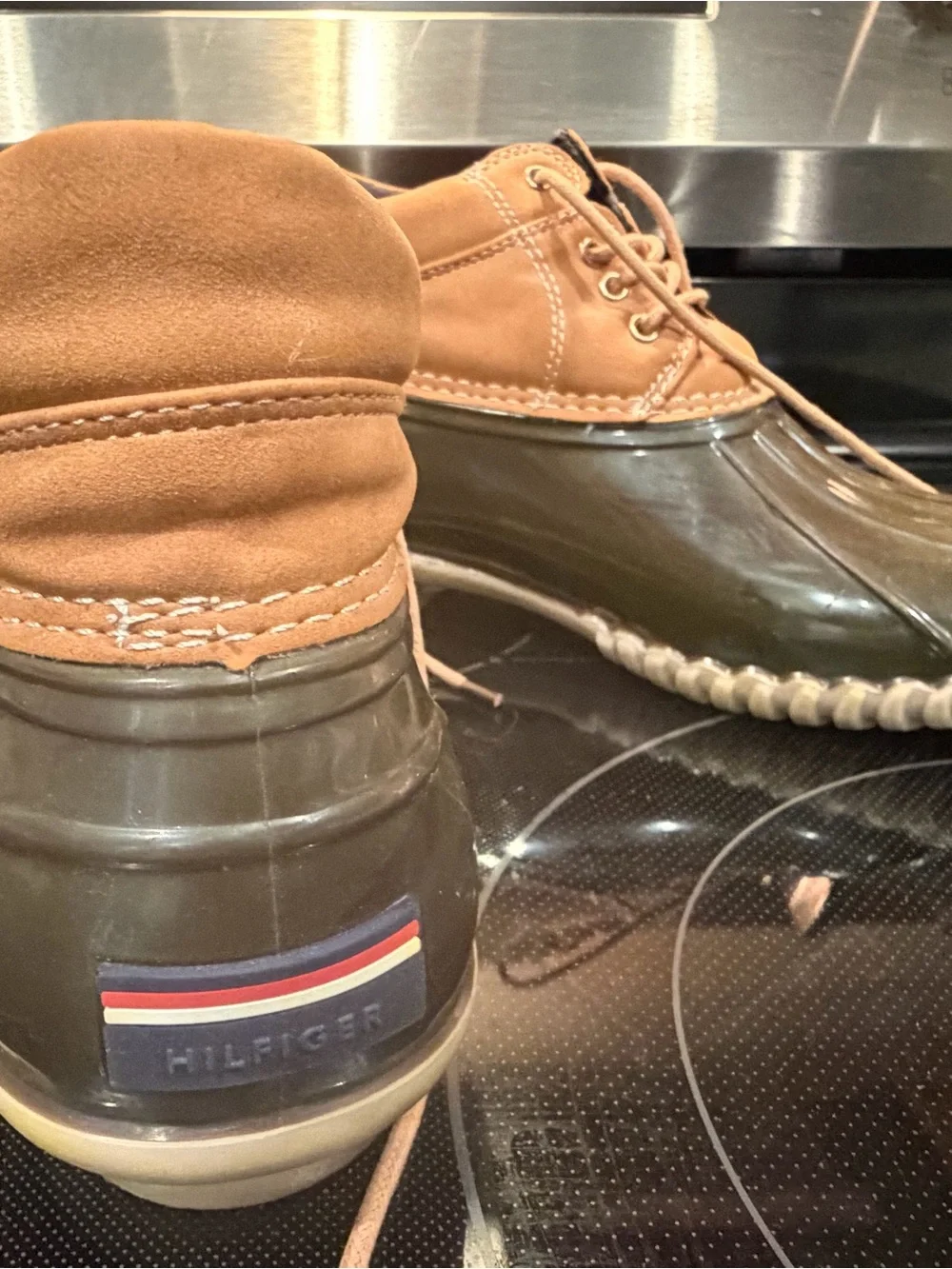 Tommy Hilfiger Olive and Tan Women's Waterproof Duck Boots